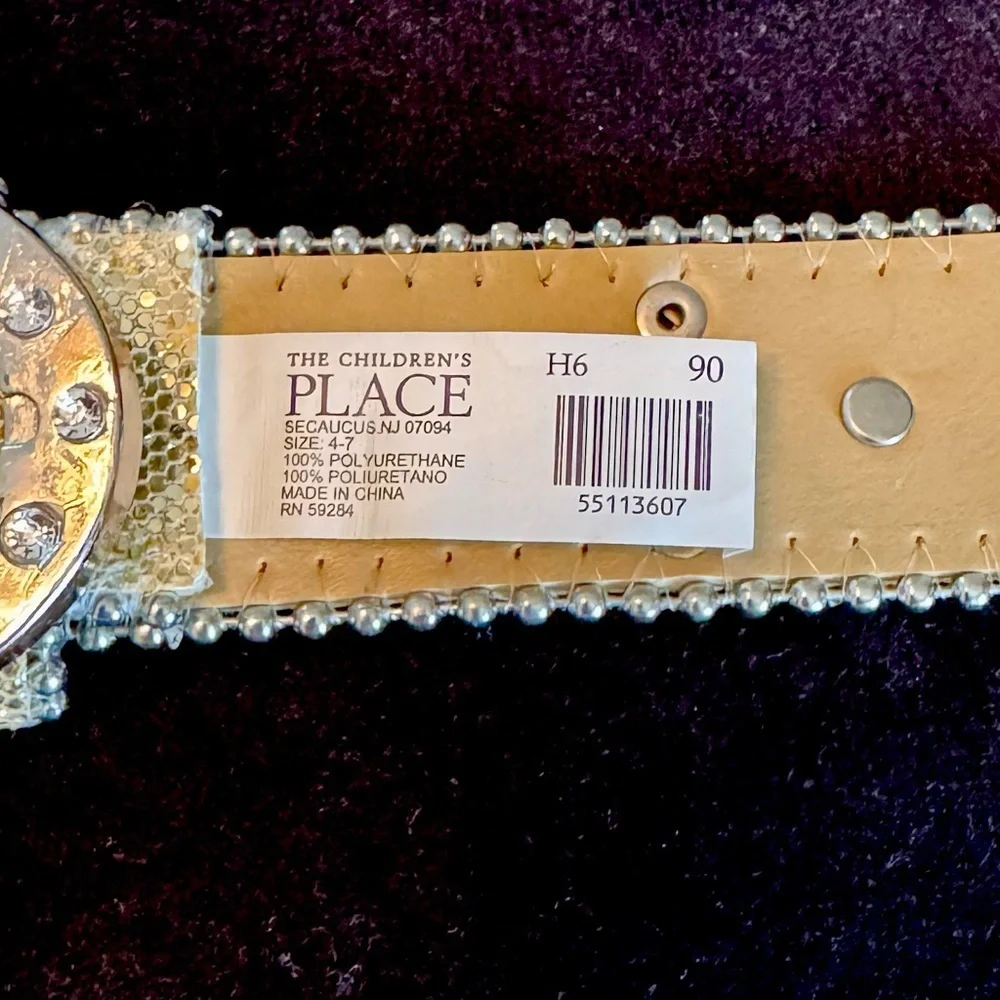 The Children's Place Gold and Silver Belt with Ornate Buckle